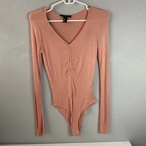 Forever 21 | Women's V Neck Long Sleeve pink Bodysuit Size M